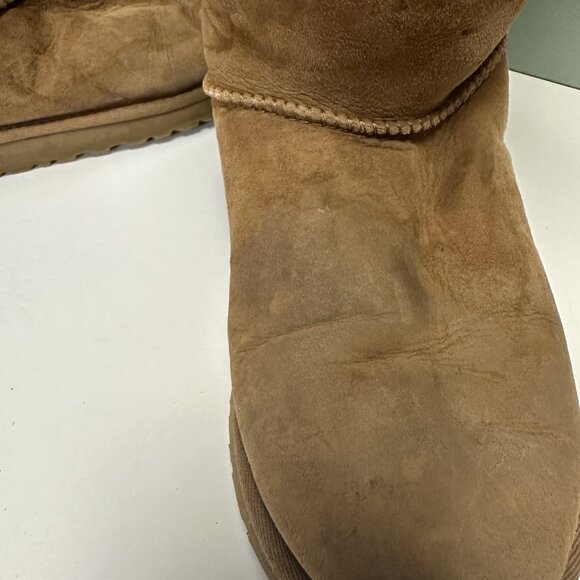 Uggs Women's Boots Size 6 Bailey Triplet 3 Button Sherling Style Chestnut - Picture 4 of 10